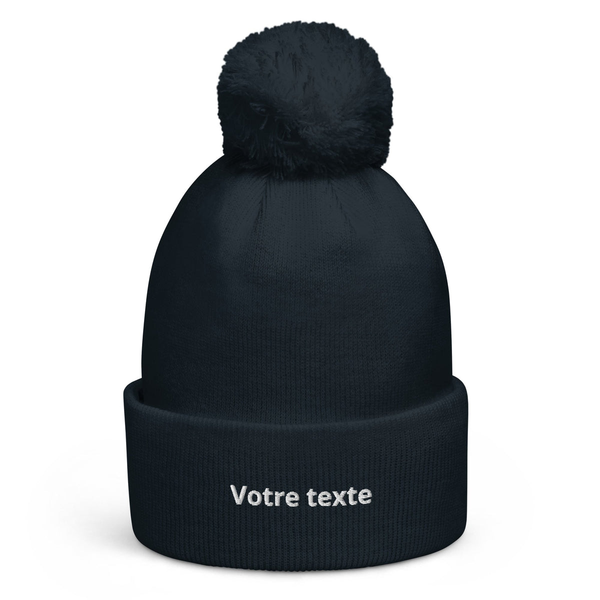 Bonnet à Pompon Personnalisable - Bleu marine / Unique