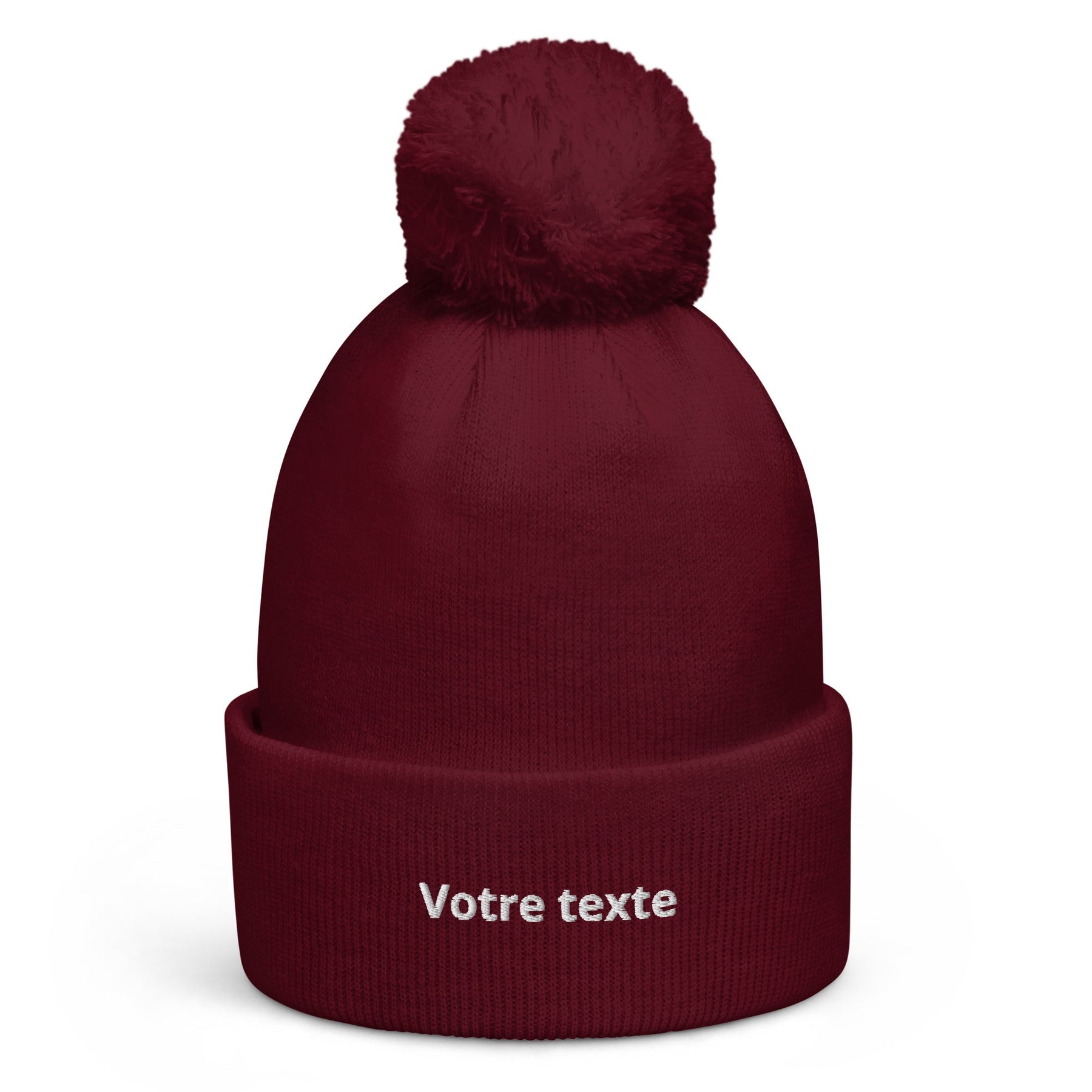 Bonnet à Pompon Personnalisable - Bordeaux / Unique