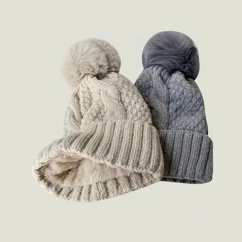 Bonnet à pompon tricot