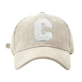 Casquette Brodée C En Velours - Beige / Unique