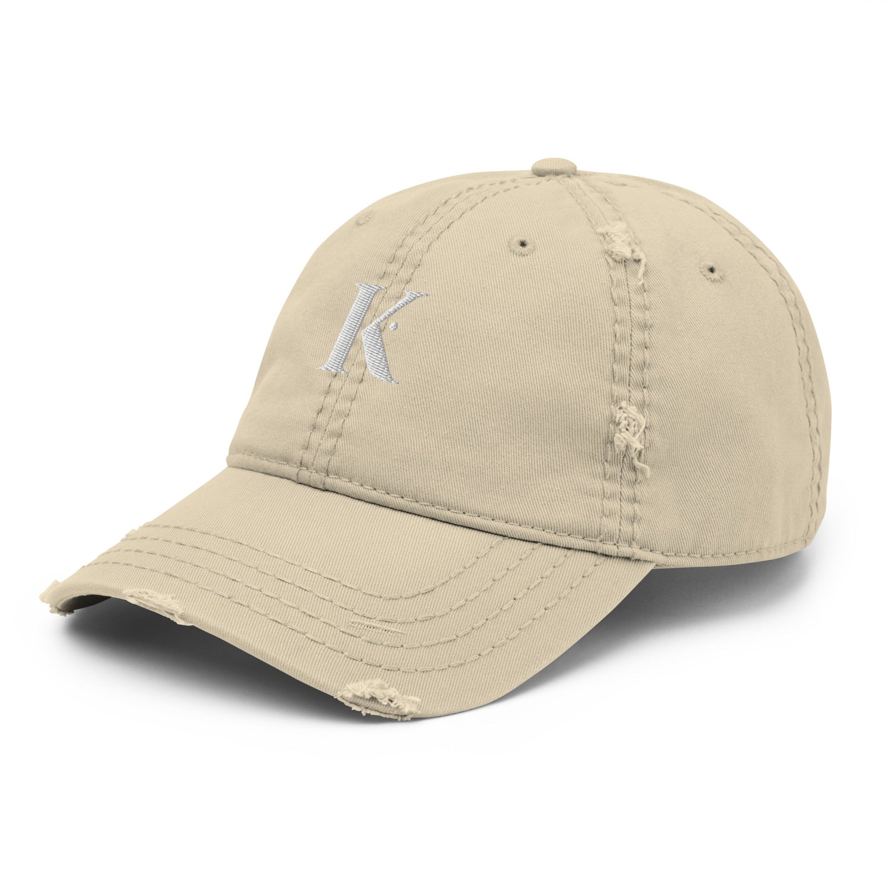 Casquette Brodée Effet Usé K - Beige / Unique