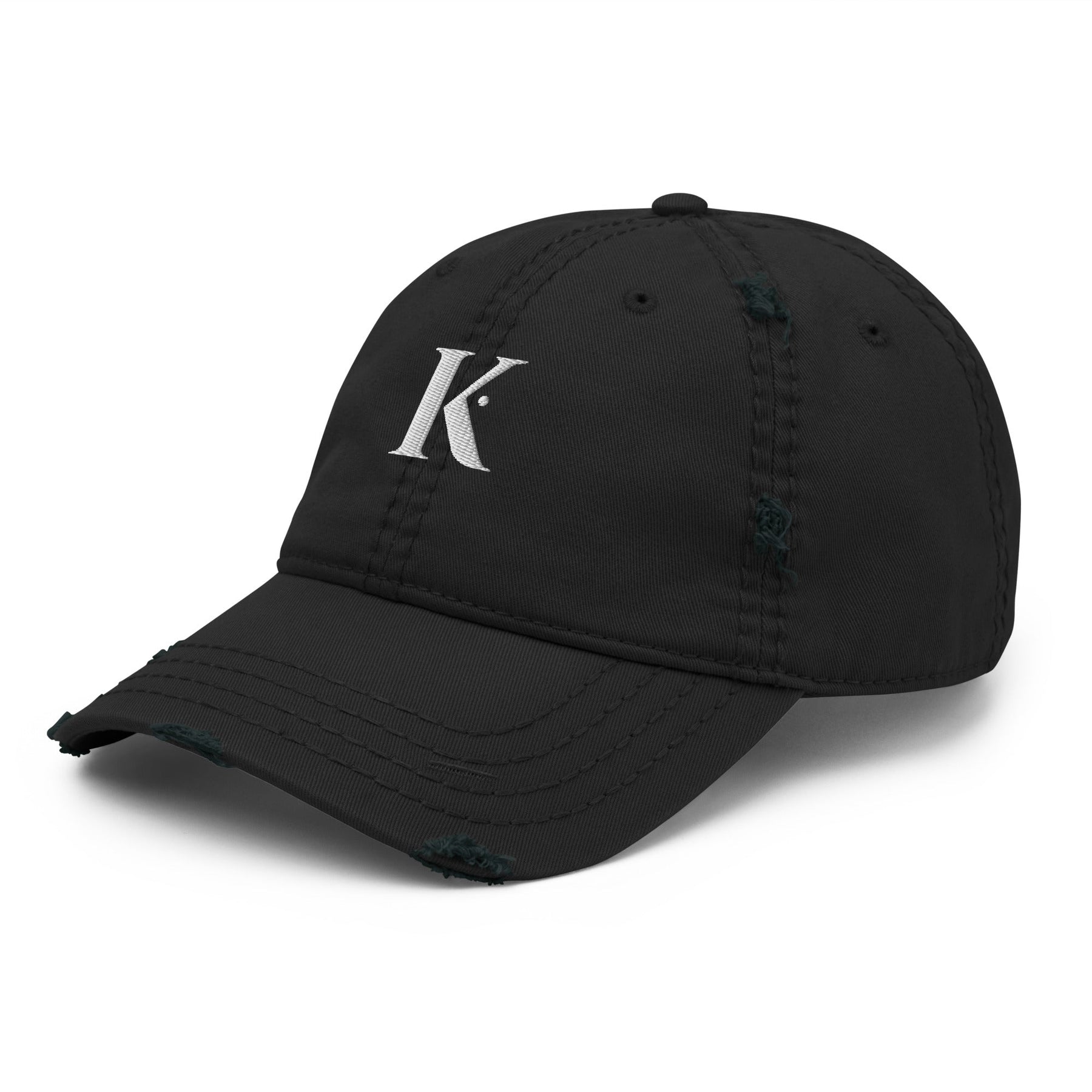 Casquette Brodée Effet Usé K - Noir / Unique