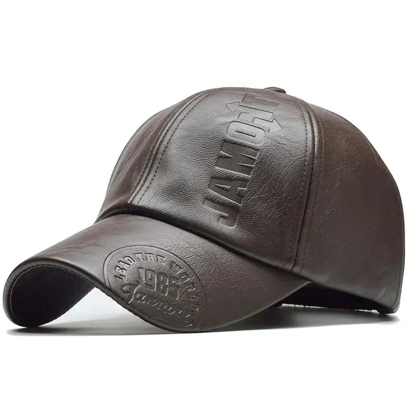 Casquette Brodée En Cuir Léger - Gris / Unique