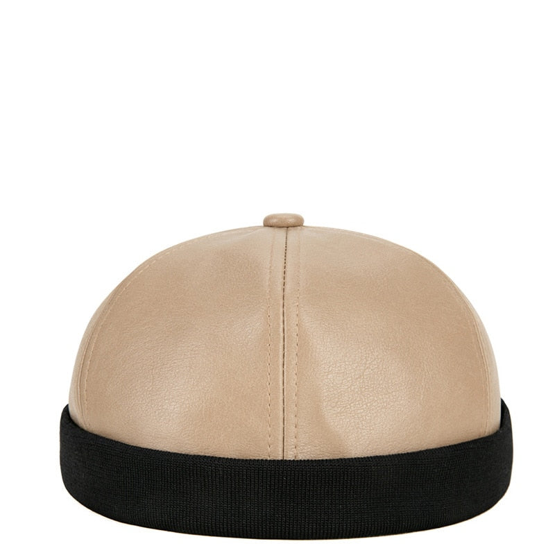 Casquette sans visière simili cuir - Beige / Unique