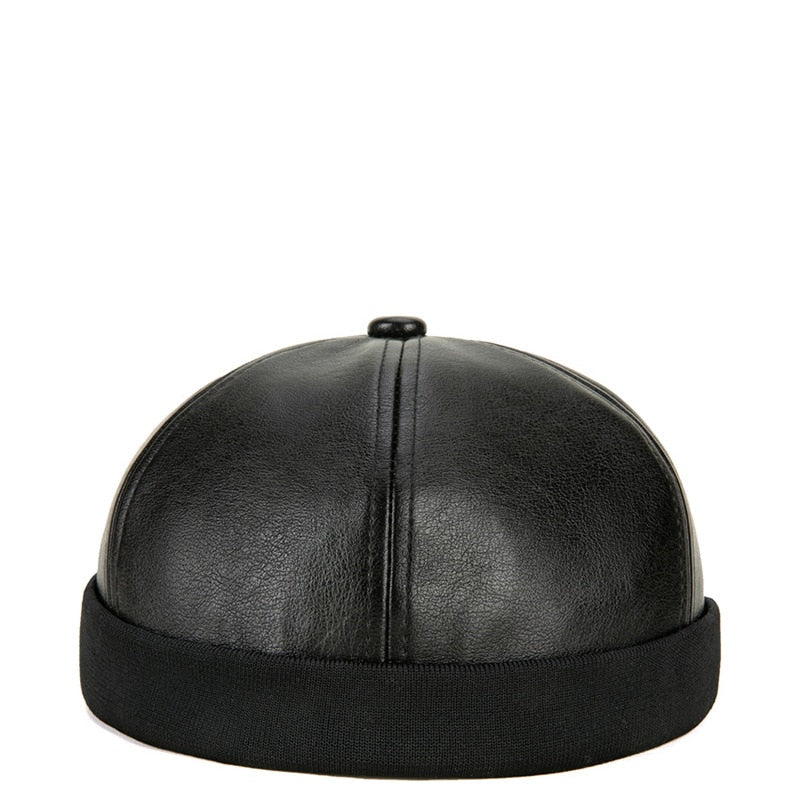 Casquette sans visière simili cuir - Noir / Unique