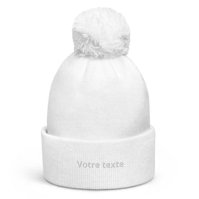 Bonnet à Pompon Personnalisé - Blanc / Unique