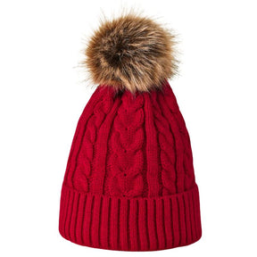 Bonnet Pompon Femme - Rouge / Unique