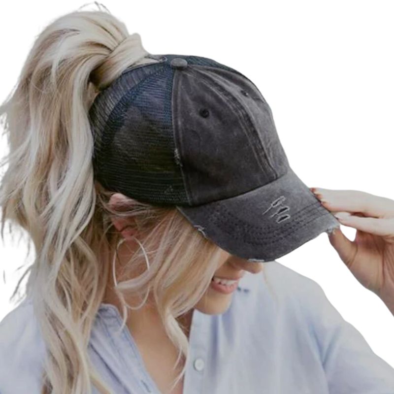 Casquette Baseball Femme Avec Trou Pour Queue De Cheval - Coton, Ajustable, Style Rétro Brodé - 12