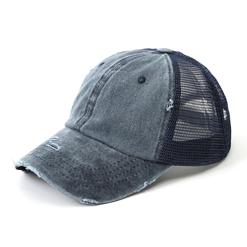 Casquette avec Trou Pour Queue de Cheval - Bleu / Unique