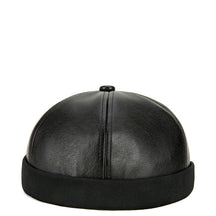 Casquette sans visière simili cuir - Noir / Unique