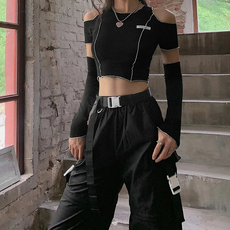 Ensemble Y2k Crop Top Black - Kaskette®