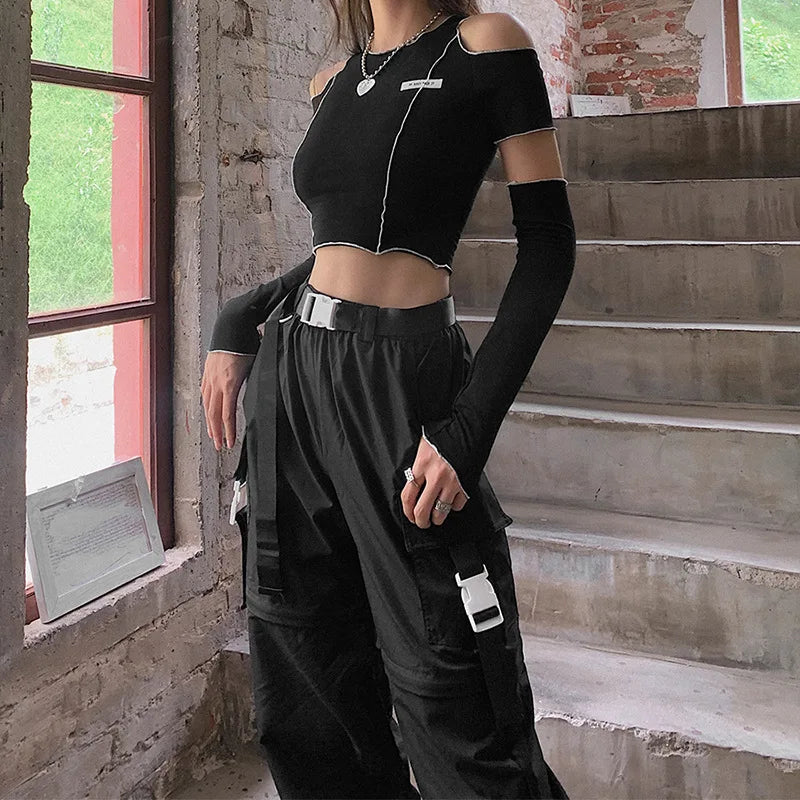 Ensemble Y2k Crop Top Black - Kaskette®